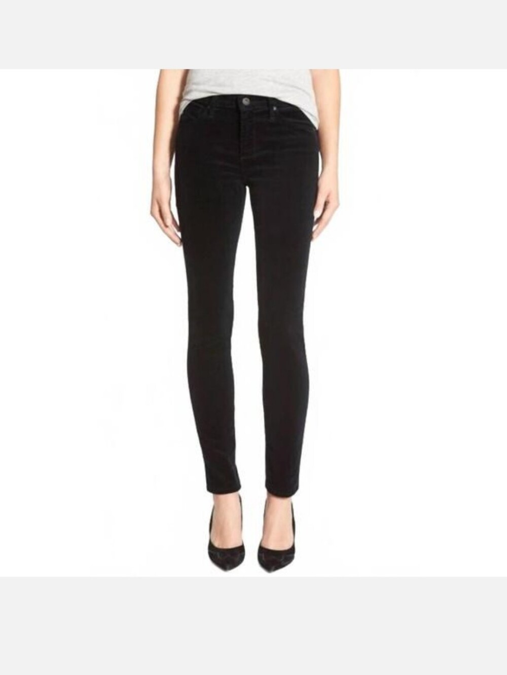 Black Womens AG Prima Cigarette Leg Corduroy Jeans 32